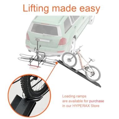 HYPERAX Volt 2 - E Bike Hitch Mounted Platform Style 2 Bikes Carrier for Car, SUV, Trucks, Sedan, Tilting e-Bike Rack for Hitch Fits Up to 2 X 70 lbs Bike with Up to 5" TIRE - NO RV USE! - Image 6