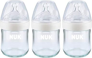 NUK Simply Natural Glass Baby Bottles, 4 oz, 3 Pack - Image 1