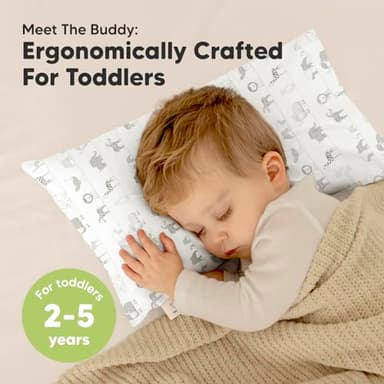 Toddler Pillow with Pillowcase - 10x18 My Little Dreamy Kids Travel Bed Pillows for Sleeping, Organic Cotton Small Pillowcase, Soft & Breathable, Machine Washable, Toddlers 2-5 Years Old (Savannah) - Image 2