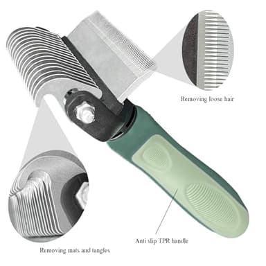 OldSerenWay Pet Grooming 2 in 1 Rake Comb Dog Undercoat Dematting Deshedding Brush Hair Removal Tool for Pets Removing Mats and Tangles (Small) - Image 2