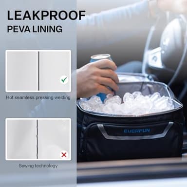 EVERFUN Small Cooler Lunch Box Mini Leak-Proof Soft Double Deck 24 Can Personal Insulated Collapsible Portable Waterproof Lunch Bag Ice Chest for Men Women Work Travel Car Picnic Beach, Black - Image 5