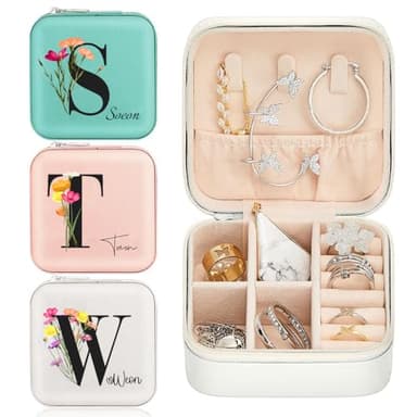 GAAUSIU Ship Next Day, Customized Jewelry Organizer for Travel, Initial Jewelry Box with Name, Personalized Christmas 2025 College Graduation Gifts for Best Friend, Besties - Image 4