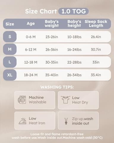 Yoofoss Rayon Made from Bamboo Baby Sleep Sack 6-12 Months 1.0 Tog Baby Wearable Blanket, Super Soft Infant Toddler Sleeping Sack 2-Way Zipper - Image 6