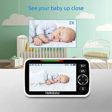HelloBaby Upgrade 5’’ Baby Monitor with 30-Hour Battery, 2 Cameras Pan-Tilt-Zoom, 1000ft Range Video Audio Baby Monitor No WiFi, VOX, Night Vision, 2-Way Talk, 8 Lullabies and Temperature - Image 7