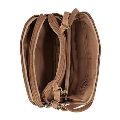 MultiSac Women's Zippy Triple Compartment Crossbody Bag, Pretty Patch/Hazelnut, One Size - Image 3