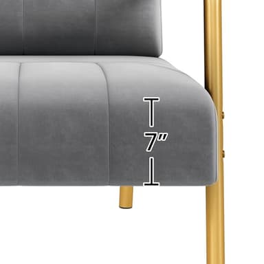Yaheetech 30" W Modern Sofa Small Sofa Luxurious Velvet Fabric Couch with Gold-Tone Metal Arms and Legs for Living Room, Home Office, Studio Light Gray - Image 9