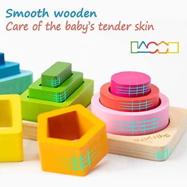 Symdiro Montessori Toys for 1 2 3 Year Old Boys Girls-Wooden Sorting & Stacking Toys for Baby Toddlers,Educational Shape Color Sorter Preschool Kids Gifts… - Image 4