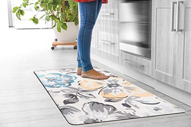 Rugshop Modern Floral Anti Fatigue Standing Mat 18" x 30" Cream - Image 5