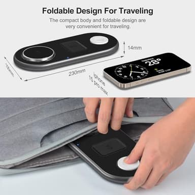 3 in 1 Charging Station for Apple Devices, Faster Mag-Safe Charger Stand, Magnetic Wireless Charger Station for iPhone 16 15 14 13 12 Series, for iWatch Ultra 10 9 8 7 SE 6 5 4 3, for AirPods (Black) - Image 5
