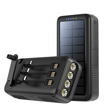 boogostore Solar Charger Power Bank 63200mAh, Portable Charger with Dual Outputs & Dual Inputs 4 LEDs Flashlight, Hand Crank Power Bank Fast Charging Battery Pack for Outdoor Camping Survival Gear - Image 1
