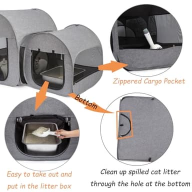 LUCKITTY Portable Cat Playpen, Delivery Room, Enclosure, Postoperative Recovery, House Design for Better Standing, Foldable Pet Tent for Indoor and Outdoor Use, Cat Houses & Condos Dark Gray - Image 4