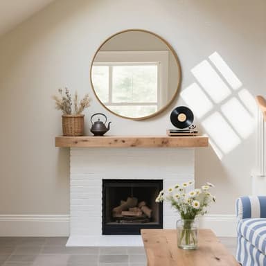 WallBeyond Round Wood Mirror, 36" Round Modern Decoration Large Circle Wall Mirror for Bathroom Living Room Bedroom Entryway, Natural - Image 4