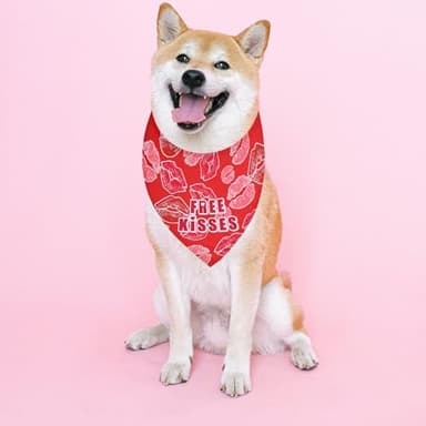 MIANOOMAG Holiday Dog Bandanas 2 Pack, Triangle Reversible Valentine Pet Scarf for Boys and Girls, Love kiss Print, Bandana for Medium and Large Dogs (Small) - Image 2