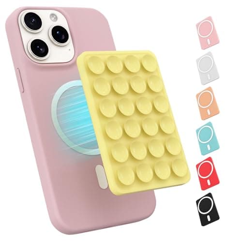 Magnetic Suction Phone Mount for MagSafe Case,Silicone Sticky Phone Grip Holder for iPhone,Removable Hands-Free Selfie/Video for TikTok & Instagram Influencer/Creator (Yellow) - Image 1
