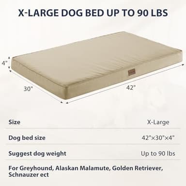 BFPETHOME Outdoor Dog Beds for Large Dogs, Waterproof Dog Bed for Medium, Large, Extra Large Dogs, Orthopedic Pet Bed with Removable Washable Cover, Egg Crate Foam Pet Bed Mat. (42 x 30in, Beige) - Image 4