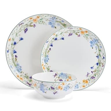 Mikasa Quinn Lightweight Bone China 12 Piece Dinnerware Plate Bowl Set, Service for 4 - Image 2