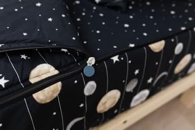 Beddy's Space Theme Durable Zipper Bedding for Kids, Bed in a Bag, Black Sheets and Universe Galaxy Comforter with Stars & Solar System, Includes Pillowcase and Sham, Easy to Make and Wash - Image 4