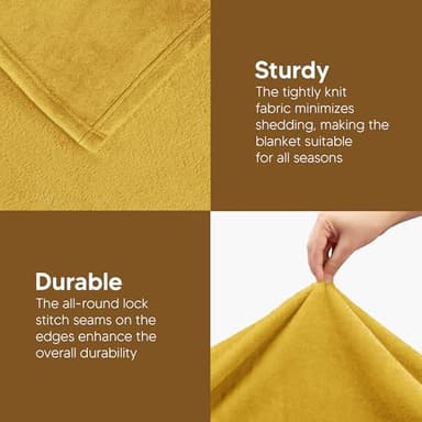 Utopia Bedding Fleece Blanket Queen Size Gold 300GSM Luxury Fuzzy Soft Anti-Static Microfiber Bed Blanket (90x90 Inch) - Image 7
