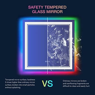ISTRIPMF 36x36 inch Lighted Bathroom Mirror for Wall,Front Lighted and RGB Backlit LED Bathroom Mirror with Lights,Tempered Glass/Dimmable/Anti-Fog/Square Mirror - Image 6