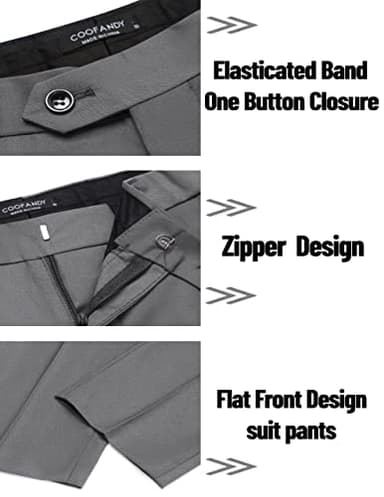 COOFANDY Men's 2 Piece Suits Slim Fit 2 Button Dress Suits Tuxedo Jacket Blazer Suit for Wedding Dinner Prom Grey - Image 7