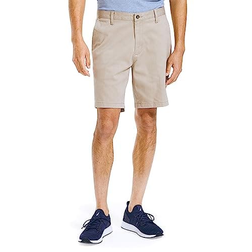 Nautica Men's Classic Fit Flat Front Stretch Solid Chino 8.5" Deck Shorts, True Khaki, 36W - Image 1