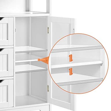 Yaheetech Bathroom Floor Cabinet Wooden Storage Organizer with 1 Door and 3 Drawers, Free-Standing Cupboard for Kitchen/Living Room/Bathroom Use, White - Image 7