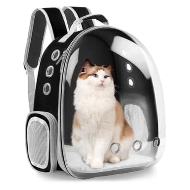 XZKING Cat Backpack Carrier Bubble Bag, Transparent Space Capsule Pet Carrier Dog Hiking Backpack, Small Dog Backpack Carrier for Cats Puppies Airline Approved Travel Carrier Outdoor Use Black - Image 1