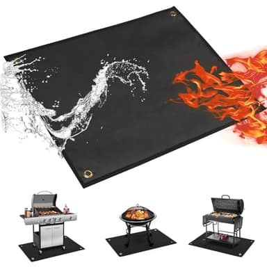QYYDWN Under Grill Mat for Outdoor Grill,50 x 40 inches Double-Sided Fireproof Grill Pad,BBQ Mat for Under BBQ,Indoor Fireplace Mat,Fire Pit Mat,Oil-Proof Waterproof Mat - Image 1