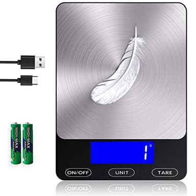 Food Scale -33lb Digital Kitchen Scale for Food Ounces Grams Rechargeable 304 Stainless Steel,Batteries and Type-C Charging | Perfect for Meal Prep, Cooking, and Baking, Black - Image 1