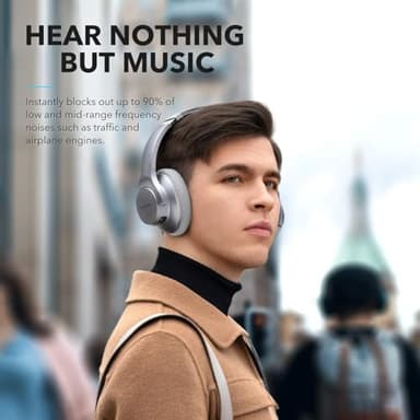 Soundcore Anker Life Q20 Hybrid Active Noise Cancelling Headphones, Wireless Over Ear Bluetooth Headphones, 60H Playtime, Hi-Res Audio, Deep Bass, Foam Ear Cups, Travel, Office, USB-C Charging - Image 3