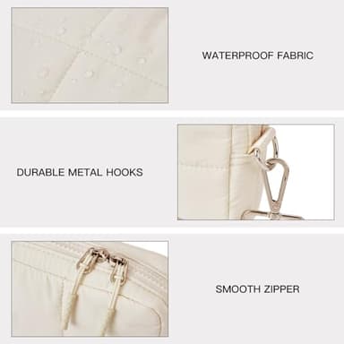 Telena Crossbody Bags for Women Crossbody Purse Lightweight Puffer Shoulder Bag for Travel Beige - Image 5
