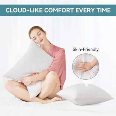 Oubonun 20x20 Throw Pillows Inserts Pack of 2, Decorative White Square Pillow Inserts, Premium Fluffy Pillow Insert Pair for Sofa Couch Living Room - Image 4