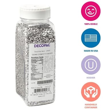DECOPAC Confetti Silver Quins Sprinkles, 1.21 lb - Image 2