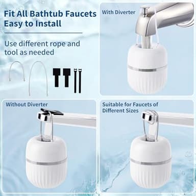 Bath Water Filter for Tub,Bath Water Filter Removes Hundreds of Contaminants for Softer Skin and Hair 5000 Gallons of Filtration Easy to Install for bathroom (White) - Image 2