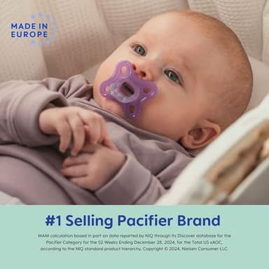 MAM Comfort Baby Pacifiers, Lightweight One-Piece Full Silicone Binky for Newborns 0-3 Months, BPA-Free Nipple, Easy to Clean Pacifier, Best for Breastfed Babies, 4 Count Binkies - Image 2