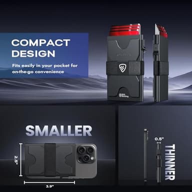 Mens Card Cases, Slim Card Holder Wallet for Men and Women, Minimalist RFID Blocking Wallet with Pop-Up Function, Thin Design, Metal Card Cases Holds 6+6 Cards, Gifts for Men, Men's Accessories - Image 3