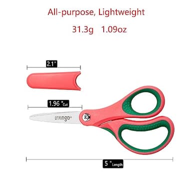 LIVINGO 5" Kids School Scissors: Small Safety Scissors Pointed Tip, Soft Handle Right Left Handedfor Craft, Classroom, Child, Toddler, Assorted Colors, 3 Pack - Image 3