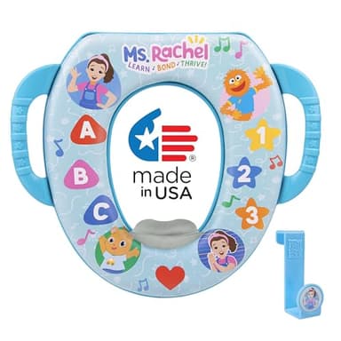 Ms. Rachel Soft Potty Seat With Storage Hook - Potty Training Seat - Soft Cushion, Easy Grip Handles, Baby Potty Training, Safe, Easy to Clean, Fits Most Toilet Seats - Image 1