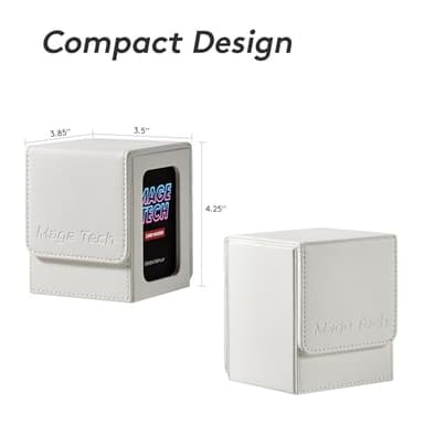 Mage Tech Commander Deck Box Lite - Card Display with Mini Snap Card Holder & Removable Cover, Fits 100+ Single-Sleeved Cards, Ideal for MTG, PTCG, OPCG, SWU & More (White) - Image 4