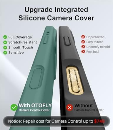 OTOFLY Magnetic for iPhone 17 Pro Case,Compatible with Magsafe,Classic Liquid Silicone Mobile Phone Case,Integrated Camera Control Button,Anti-Scratch Microfiber Lining, Pine Green - Image 6