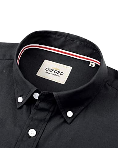 Alimens & Gentle Mens Solid Oxford Shirt Long Sleeve Dress Shirt Work Casual Button Down Shirts with Pocket Black - Image 2
