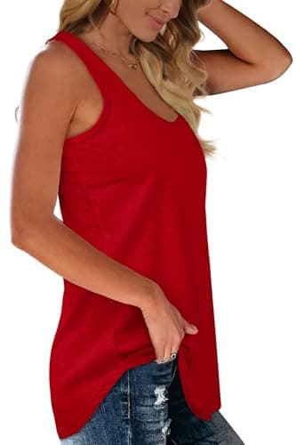 Racerback Tank Tops for Women Loose Fit Red Tank Top Dressy Casual S - Image 3
