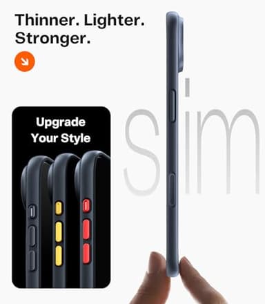 TORRAS for iPhone Air Case, Stronger Magnetic & Thin Fit with MagSafe, Shockproof Slim Case for iPhone 17 Air with Camera Control & Colorful Button, Mil-Grade Drop Tested, Translucent Matte Black - Image 2