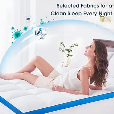 Twin Mattress Topper, CYMULA Cooling Mattress Pad Cover PillowTop for Dorm College Bed Hospital Back Pain, Extra Thick Mattress Protector Firm Soft Floor Fill with 8-21 Inch Deep Pocket, 39"x75"White - Image 3