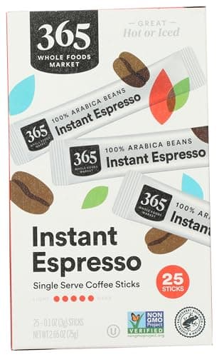 365 by Whole Foods Market, Instant Espresso, Dark Roast, 25 Single Serve Coffee Sticks, 2.65 Ounces - Image 1
