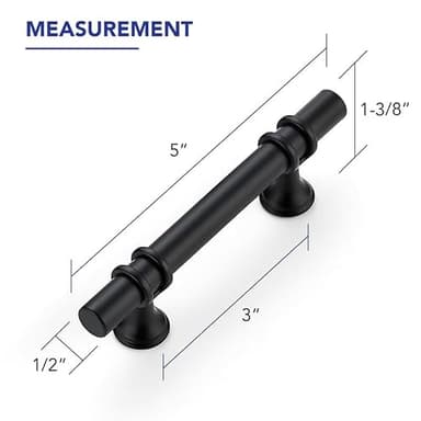 Ravinte Hardware 15 Pack 5 Inch Matte Black Cabinet Pulls Handles Kitchen Cabinet Hardware Dresser Cupboard Handles Drawer Pulls 3 Inch CC - Image 2