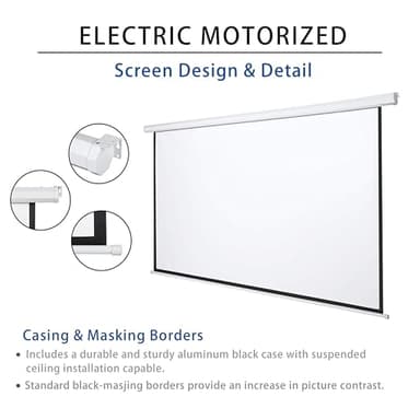 Kayle 120" Motorized Projector Screen Electric Diagonal Automatic Projection 16:9 HD Movies Screen for Home Theater Presentation Education Outdoor Indoor W/Wireless Remote, Wall/Ceiling Mount (White) - Image 4