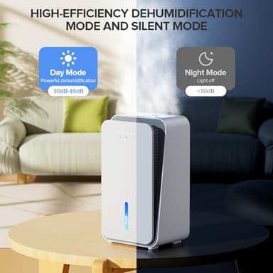Onsekin Dehumidifier for Home, 1000 sq.ft Dehumidifier with Auto Shut Off, 7-Color LED Light Built-in Aromatherapy Diffuser, Ultra-Quiet Dehumidifiers for Bedroom, Bathroom, Basement (White) - Image 5