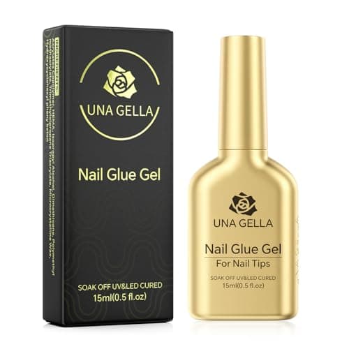 UNA GELLA 6 in 1 Gel Nail Glue for Clear Acrylic Nails Tips, 15ml UV Nail Glue Long Lasting Super Strong Brush for Base Coat, Clear Fake Nails, and Soft Gel Tips Lamp Curing Required - Image 1
