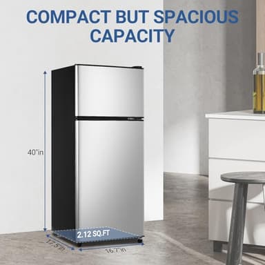 Zyerch FLS-90-SILVER Mini Refrigerator 4.0, Small, Adjustable Thermostat Compact Fridge with Freezer for Apartment, Dorm, Kitchen, Office, Silver, 3.6 Cu. Ft - Image 6